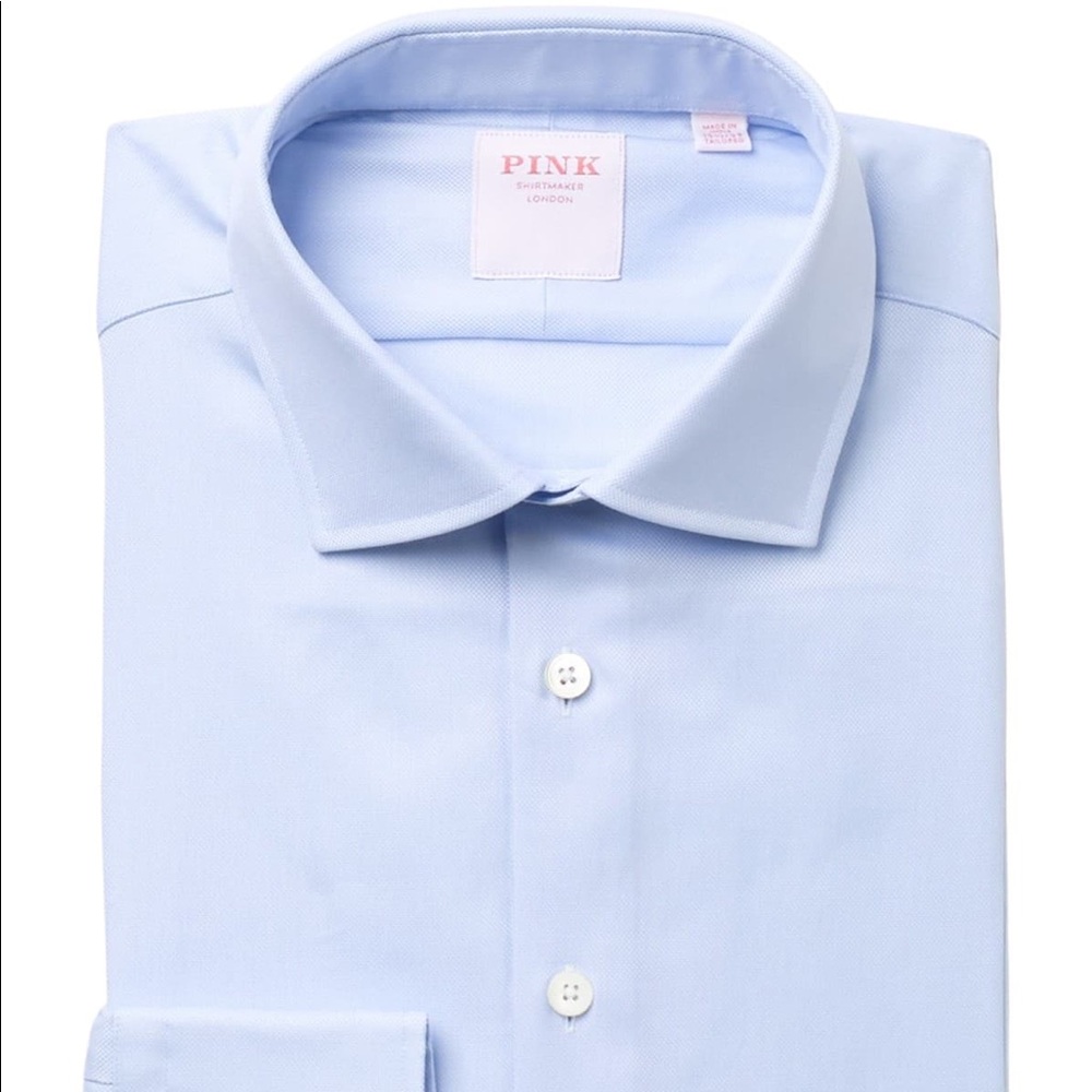 Brand New Thomas Pink Blue Dress Shirt Slim Fit